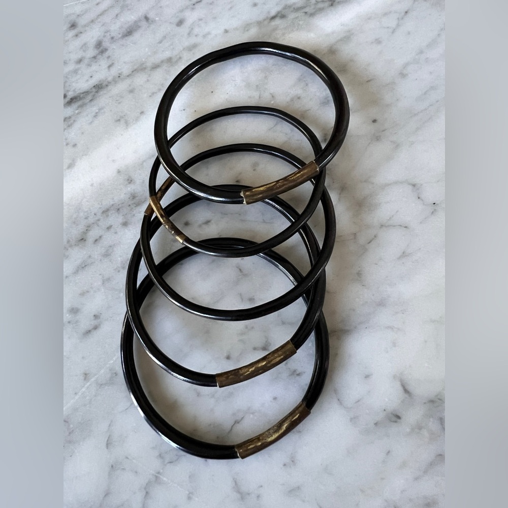 Black coral bracelets with brass band
